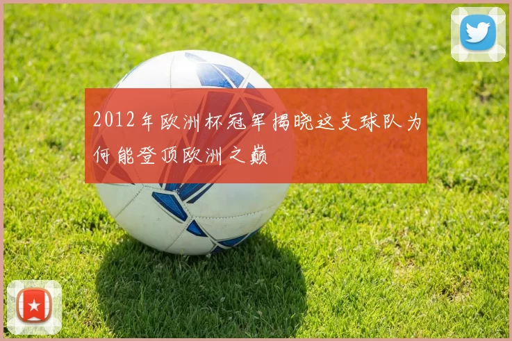 2012年欧洲杯冠军揭晓这支球队为何能登顶欧洲之巅